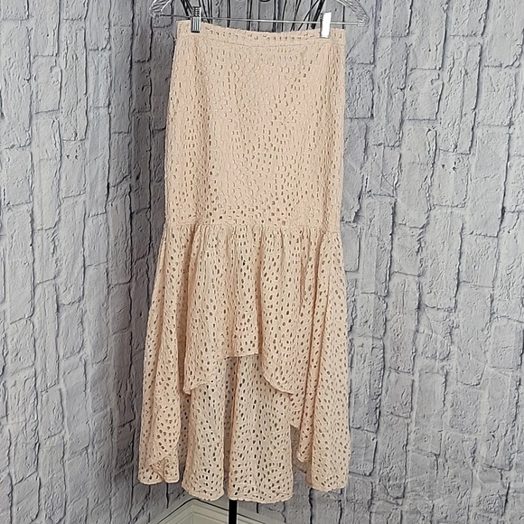 Gianni Bini Dresses & Skirts - GB Pink Crochet Hi Low‎ Maxi Skirt Small